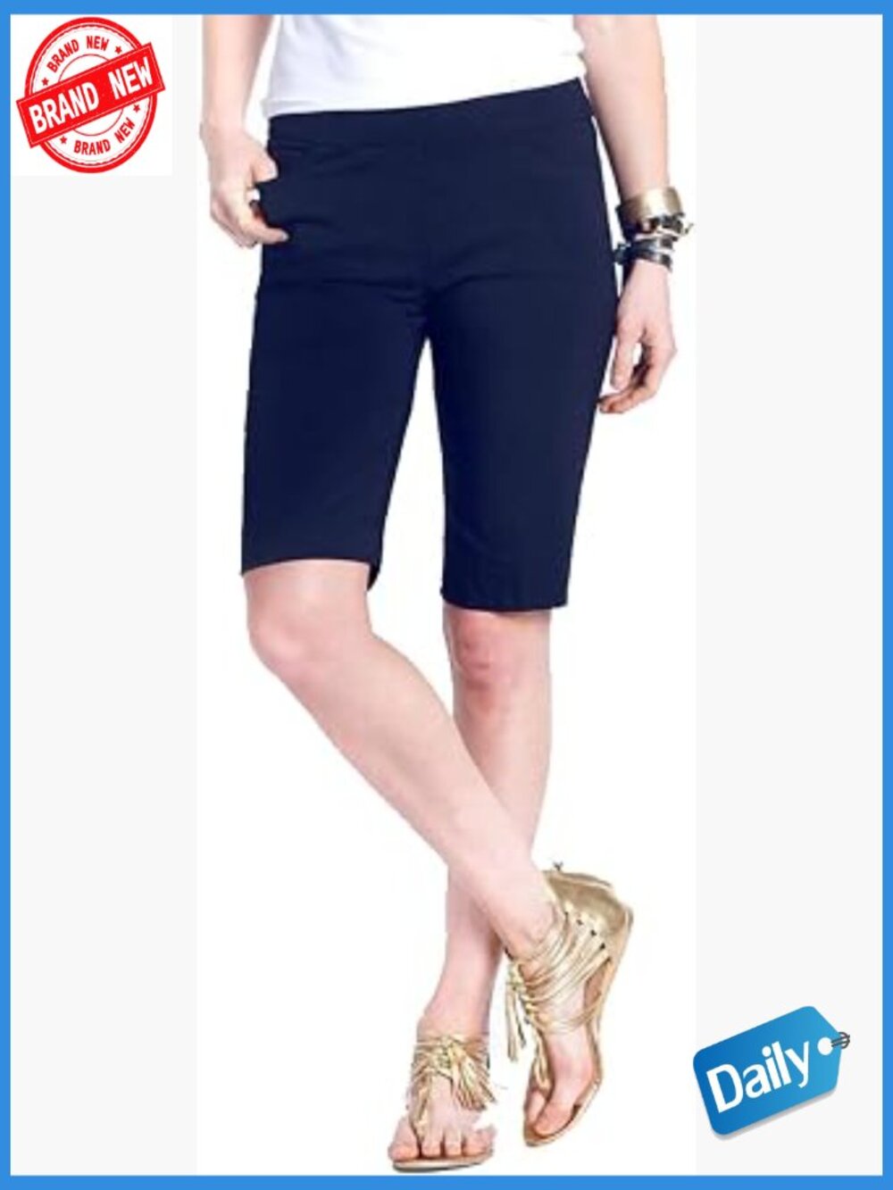 Wide Band Pull-on Solid Walking Short - Bermuda Length 12" Inseam